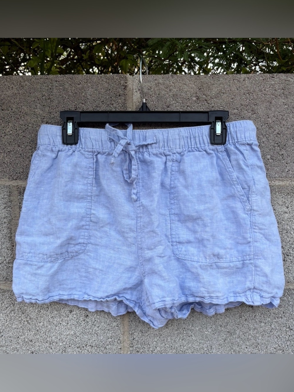 C&C California Women Large Shorts Light Blue 100% Linen Coastal Beach 2" *Inseam